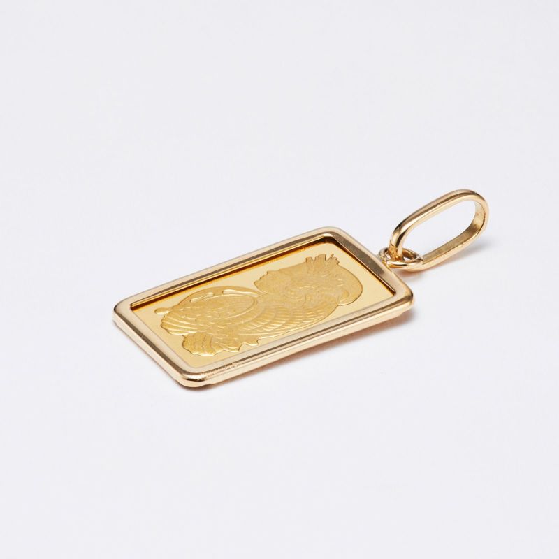 純金インゴット ペンダントトップ (K18イエローゴールドフレーム付) 1g