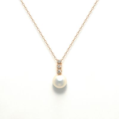 楽天市場】パール ネックレス 一粒 18K ペンダント ダイヤモンド