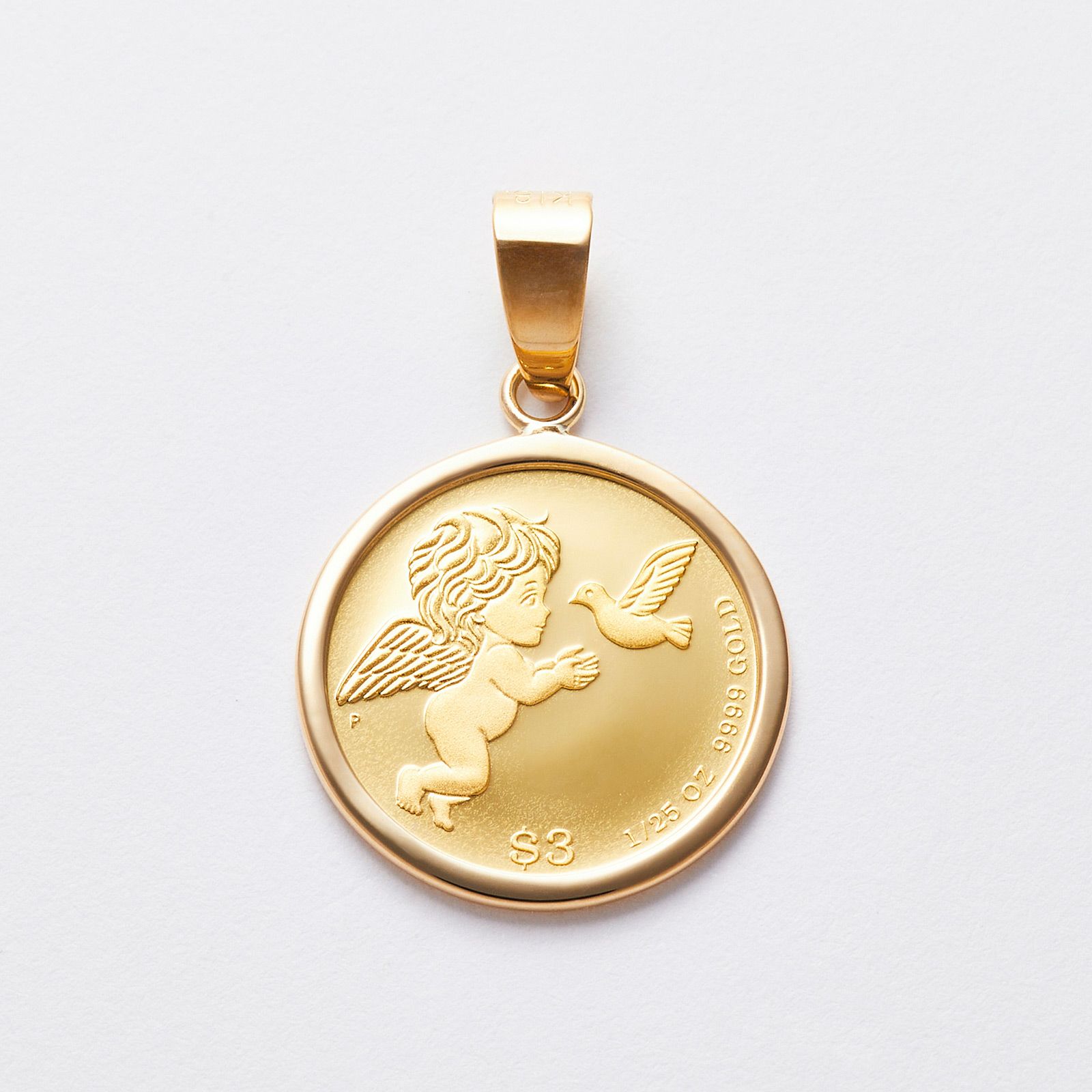 純金コイン ペンダントトップ (K18イエローゴールドフレーム付) 1/25oz
